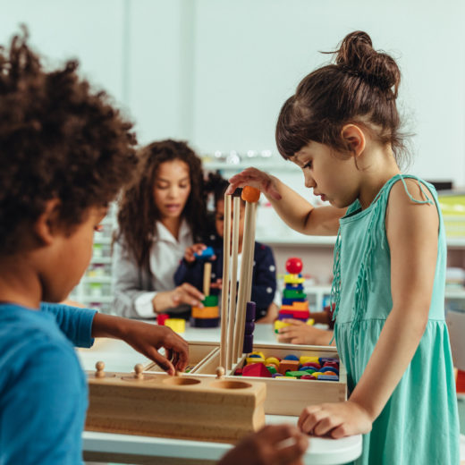 children playing with blocks.